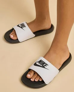 Slides*Nike Womens Victori One Slide Sandals Black/black-white