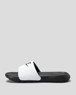 Slides*Nike Womens Victori One Slide Sandals Black/black-white