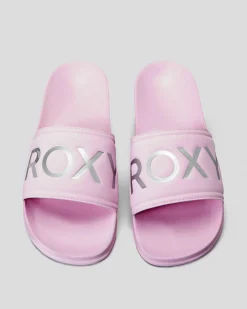 Slides*Roxy Womens Slippy Slide Sandals Pink