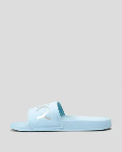 Slides*Roxy Womens Slippy Slide Sandals Light Blue