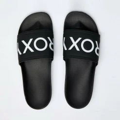 Slides*Roxy Womens Slippy Slide Sandals Black Fg