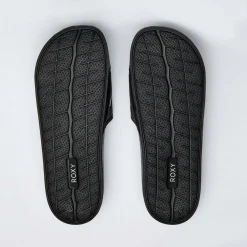 Slides*Roxy Womens Slippy Slide Sandals Black Fg