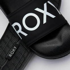 Slides*Roxy Womens Slippy Slide Sandals Black Fg