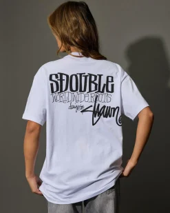 Tops*S-Double Women's World Wide Roots T-Shirt White