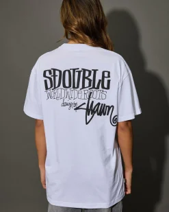 Tops*S-Double Women's World Wide Roots T-Shirt White