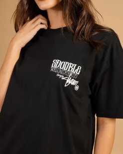 Tops*S-Double Women's World Wide Roots T-Shirt Black