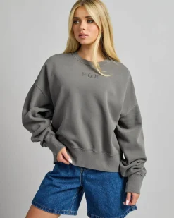 Sets|Jumpers & Hoodies*Fox Wordmark OV Fleece Crew Sweatshirt Pewter