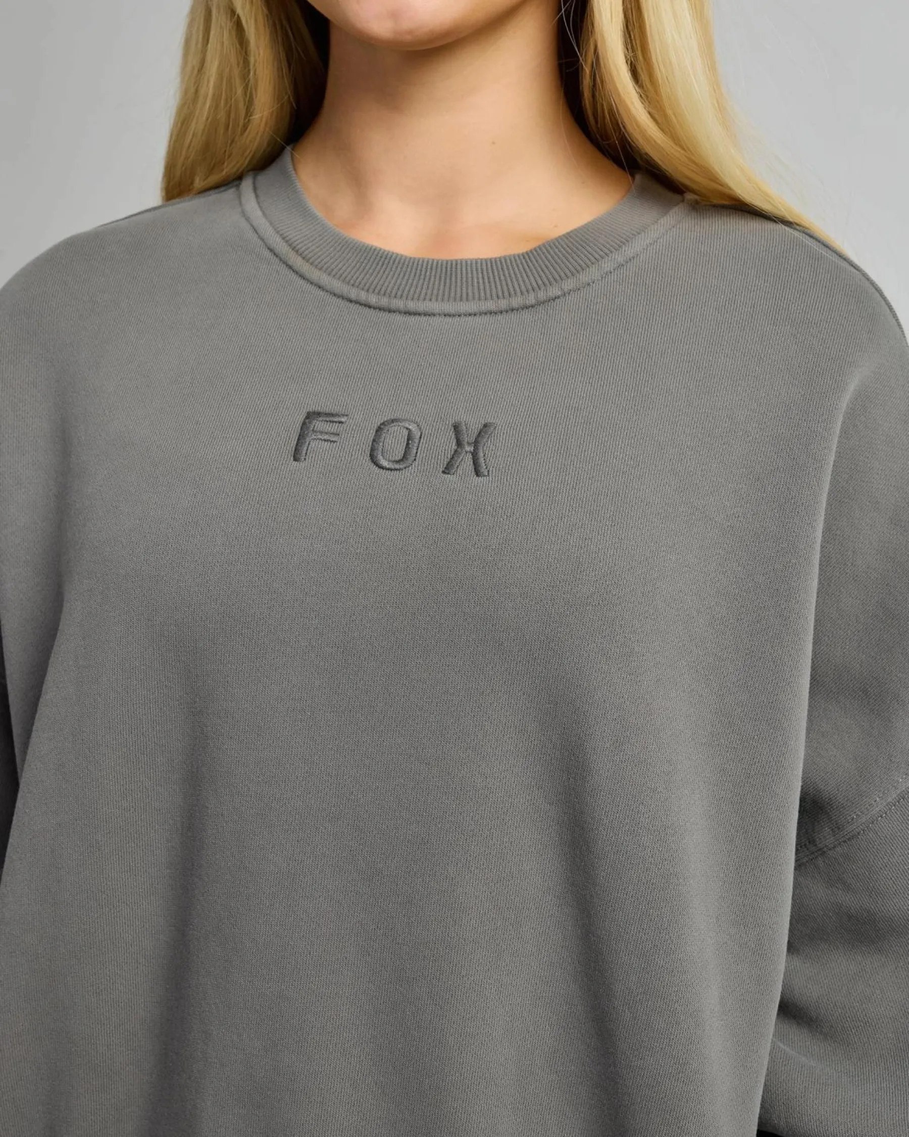 Sets|Jumpers & Hoodies*Fox Wordmark OV Fleece Crew Sweatshirt Pewter