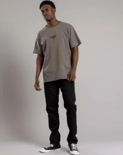Tops & T-Shirts*Thrills Workwear Embro Merch Fit T-Shirt Charcoal Rose