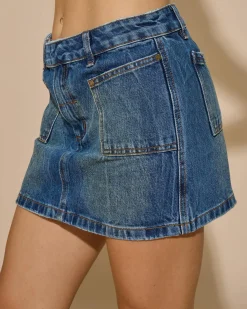 Denim|Bottoms*Thrills Wyatt Denim Skirt Vanish Mid Blue