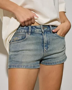 Denim|Bottoms*Worship Supplies Y2K Crush Micro Shorts Garbage Grime Blue