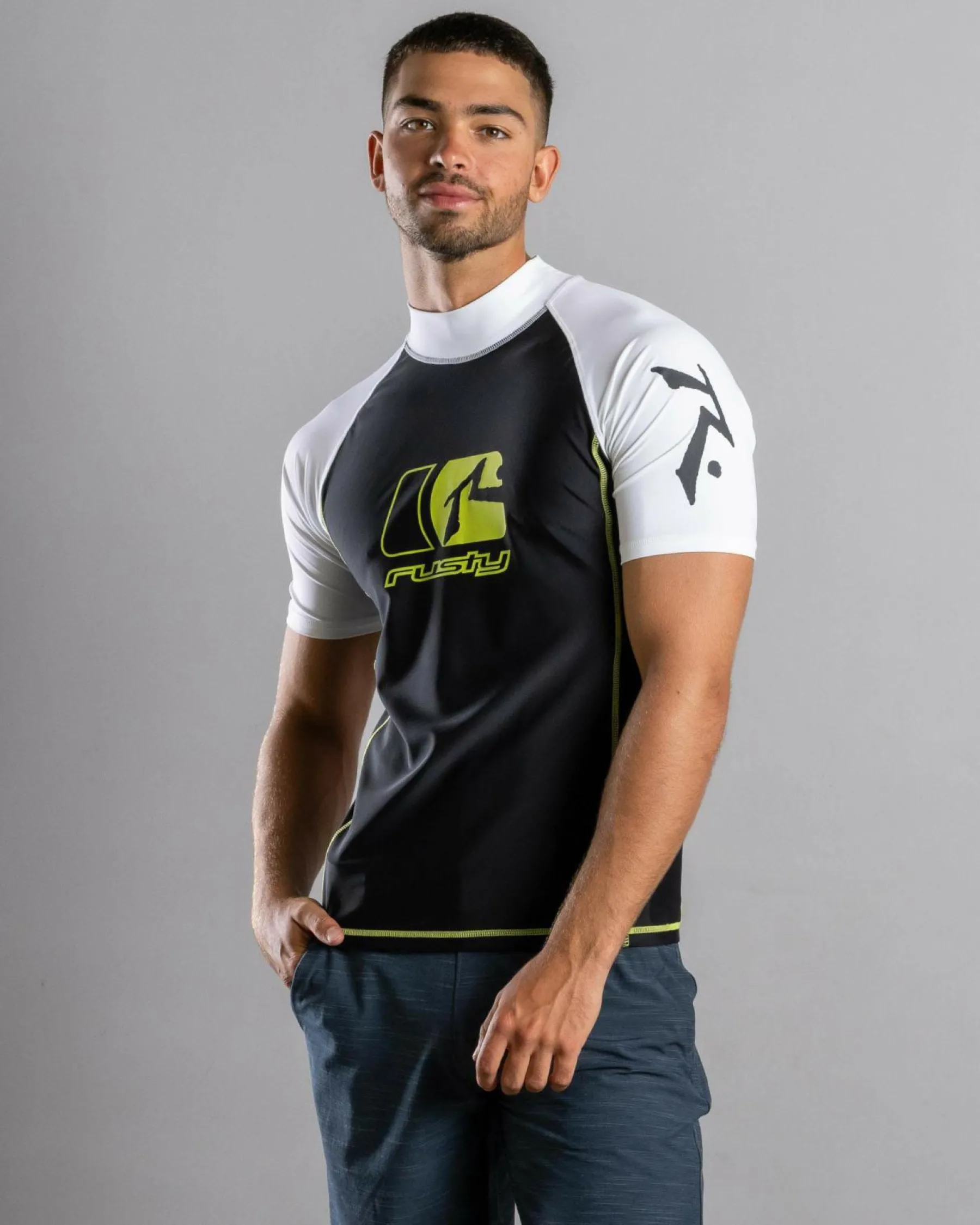 Rashies*Rusty Y2SHAY Short Sleeve Wetshirt Black / White