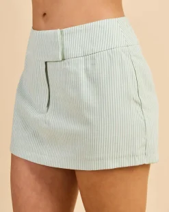 Linen Blend|Bottoms*Ava And Ever Zander Skort Sage Stripe