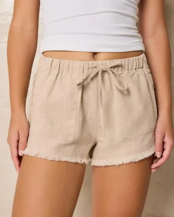 Linen Blend|Bottoms*Mooloola Zanzibar Shorts Mushroom