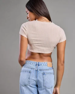 Tops*Ava And Ever Zavier Ultra Crop Baby Tee Beige