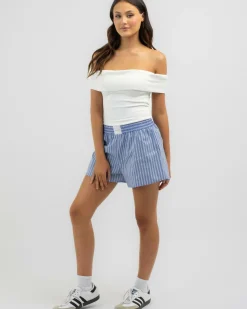 Bottoms*Ava And Ever Zayn Shorts Blue Stripe