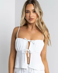 Zelm Dallis Tie Front Top Women Sets|Linen Blend