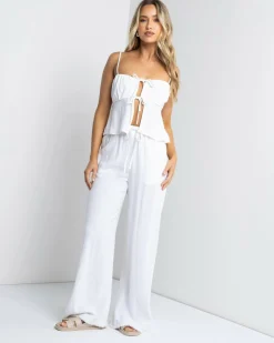 Zelm Dallis Tie Front Top Women Sets|Linen Blend