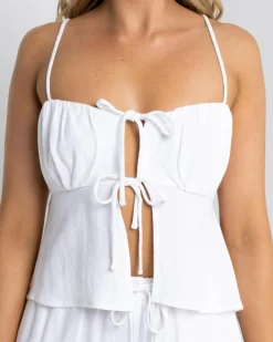 Zelm Dallis Tie Front Top Women Sets|Linen Blend