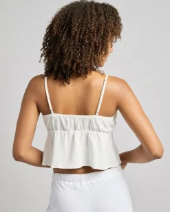 Hot Zelm Dallis Tie Front Top Women Sets|Linen Blend