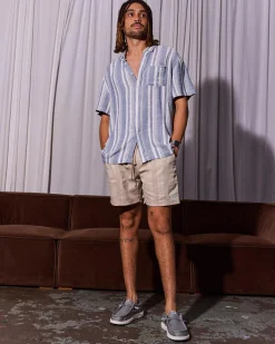 Tops & T-Shirts|Linen Blend*Lucid Zephyr Short Sleeve Shirt Blue / Natural
