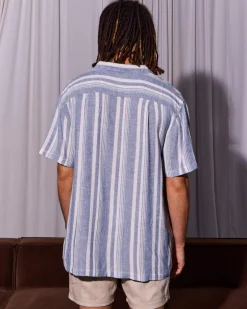 Tops & T-Shirts|Linen Blend*Lucid Zephyr Short Sleeve Shirt Blue / Natural