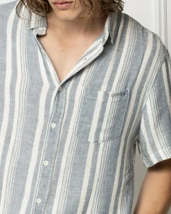 Tops & T-Shirts|Linen Blend*Lucid Zephyr Short Sleeve Shirt Blue / Natural